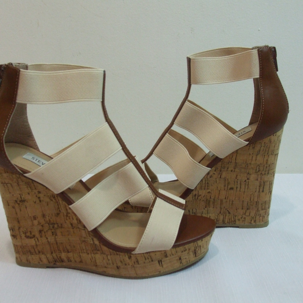 Steve Madden Selinah Cork Wedge Sandal 7.5 Stretch